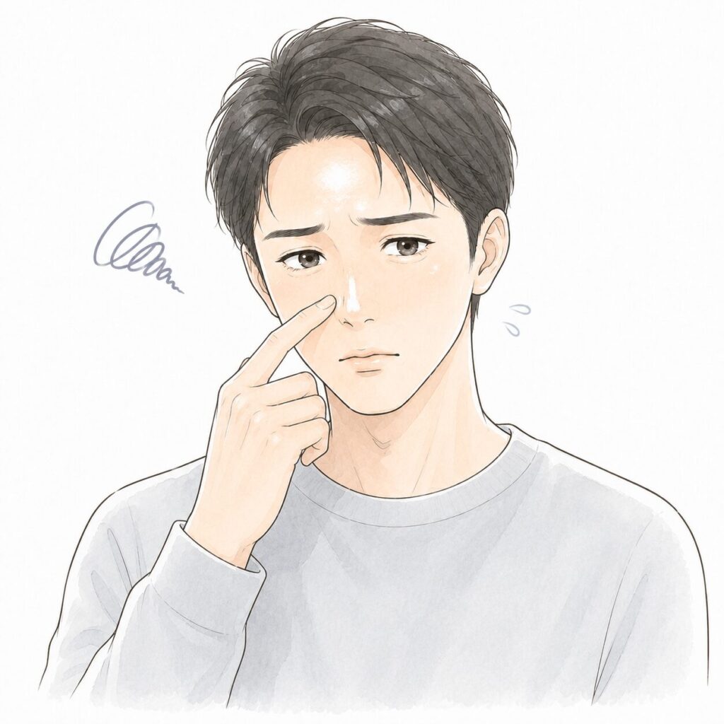 テカリを気にする男性