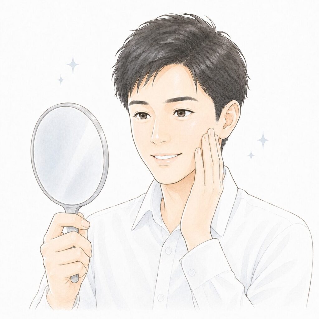 美容鍼の変化に喜ぶ男性