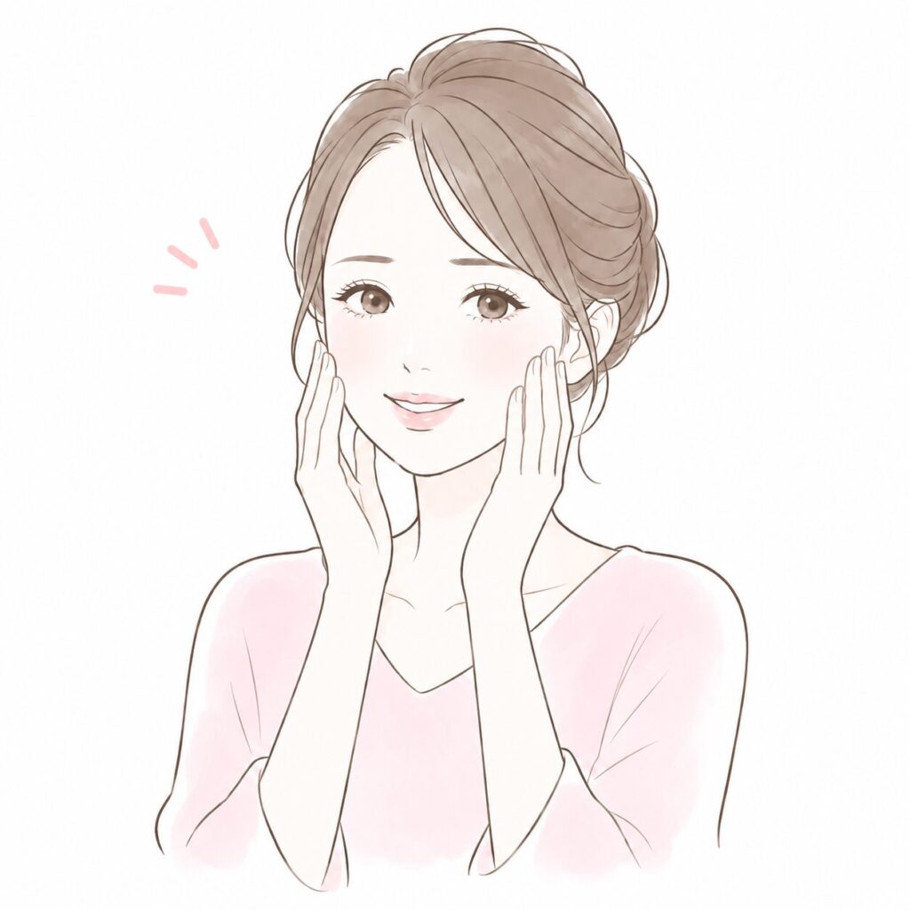 美容鍼後に喜ぶ女性