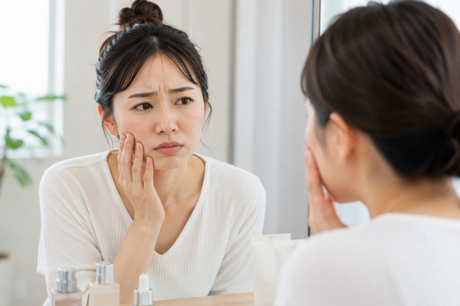 むくみを気にする女性