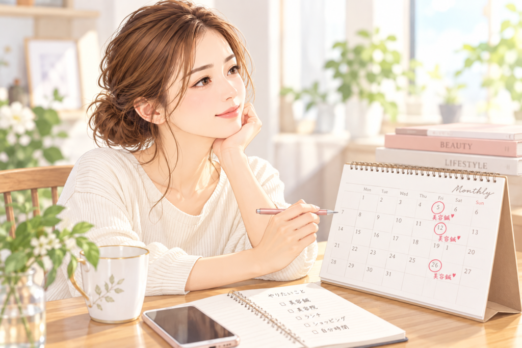 美容鍼の予定を考える女性